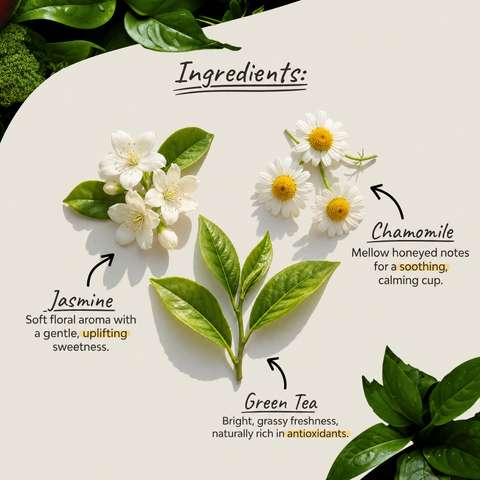 Bio jázmin-rózsa zöld tea kamillával – 18 filter